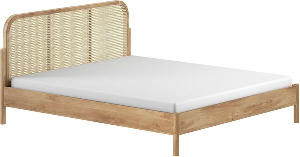 Doppelbett Olive 180 x 200 cm Eiche MDF Rattan Natur
