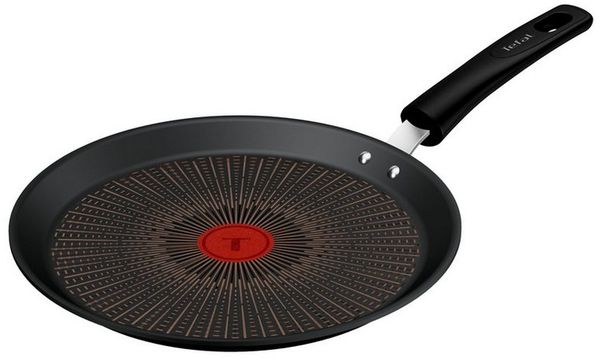 Tefal Crêpepfanne Experience, Aluminium (1-tlg, 1x Crêpepfanne 25 cm), FusionCore Antihaftversiegelung, Induktion, Temperaturanzeiger