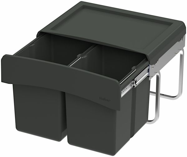 WESCO Abfallsorter CLAP 345 K/500-2 in Anthrazit mit 30 Liter (2x 15) Abfallvolumen - ab 50 cm Schrankbreite