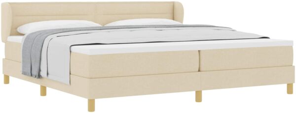 vidaXL Boxspringbett mit Matratze Creme 200 x 200 cm Stoff 3340176 Bild 2