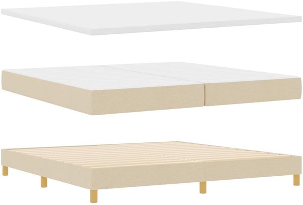 vidaXL Boxspringbett mit Matratze Creme 200 x 200 cm Stoff 3340176 Bild 4