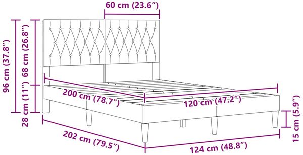 vidaXL Bettrahmen mit Kopfteil Rosa 120 x 200 cm Samt 42027658 Bild 9