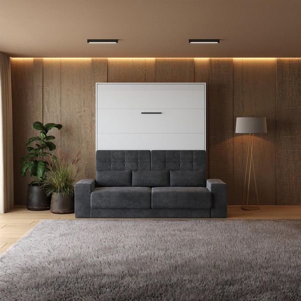 SMARTBett Schrankbett SMARTBett Schrankbett M1 180x200 Vertikal inkl. Anthrazit SOFA (Schrankbett, 2-St, Schrankbett+ Sofa)