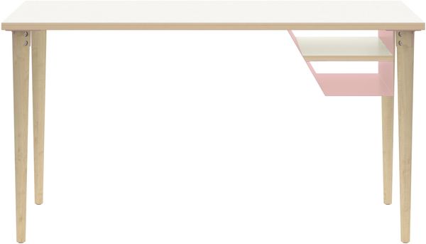 Poise Desking, 4 Füße aus Eiche, Ablagefach pastellpink, Maße: H 740 x B 1000 xT 600 mm
