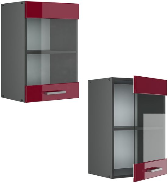 Küchenglasschrank R-Line Rot Hochglanz 40 cm Vicco Bild 5