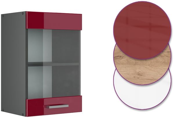 Küchenglasschrank R-Line Rot Hochglanz 40 cm Vicco Bild 6