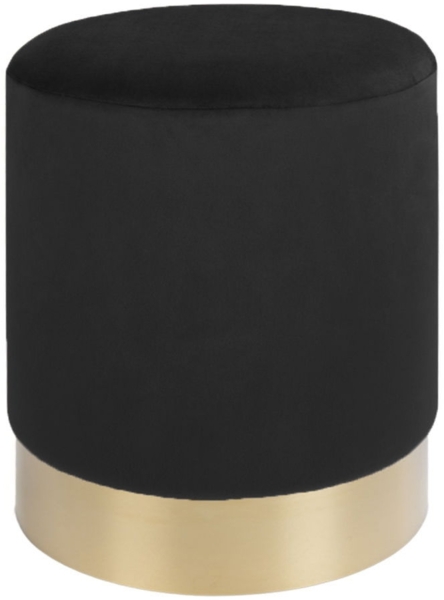 House Nordic Pouf, Samt, schwarz, messingfarbener Sockel, ø34x43 cm, HN1207