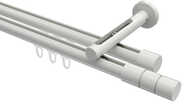 Innenlauf-Gardinenstangen-Set Siteno Elanto 100 cm, 2-läufig, 20 mm Ø Weiß