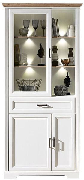 Vitrine Jena / Jasmin, Holzwerkstoff, Weiß, 93 x 204 x 42 cm