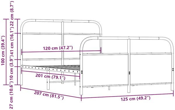 vidaXL Bettgestell ohne Matratze 120x200 cm Braun Eichen-Optik 4100323 Bild 9