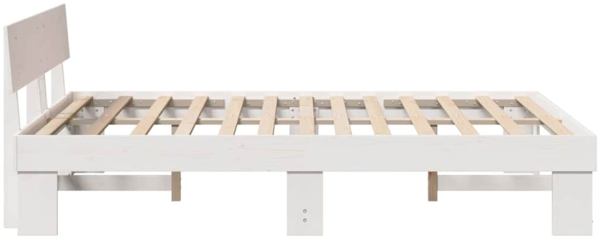 vidaXL Bettrahmen mit Kopfteil Weiß 140 x 200 cm Massives Kiefernholz 872567 Bild 5