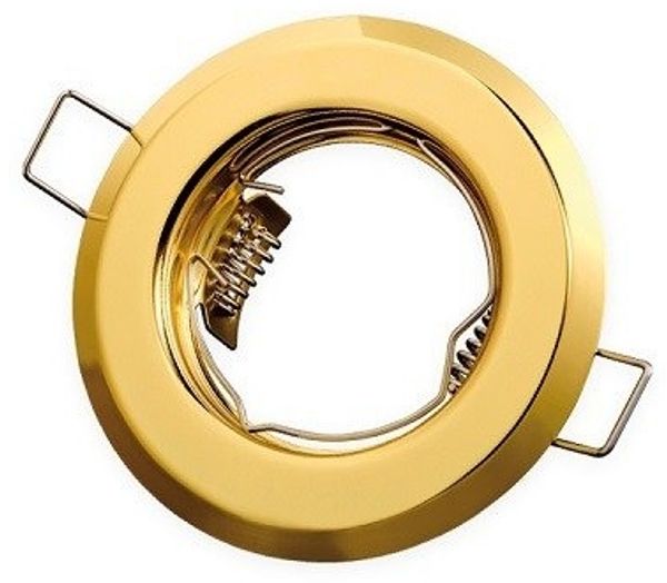 Einbaustrahler GU10 Einbaurahmen Spot Strahler Ø60mm Bohrloch Aluminium inkl. GU5.3 Fassung für LED Leuchtmittel, aluminiumgebürstetes Gold Rund [Energieklasse A+]