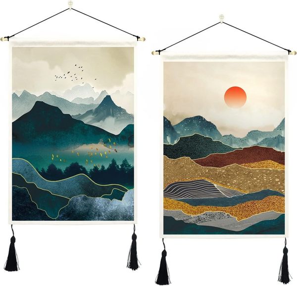 FELIXLEO Wandteppich Wandteppich Berg Wald Wandbehang Nature Landschaft 35x50 cm 2 Stücke