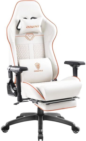 Dowinx Gaming Stuhl Bürostuhl 4D Armlehnen Fußstütze Hohe Belastbarkeit PU Leder