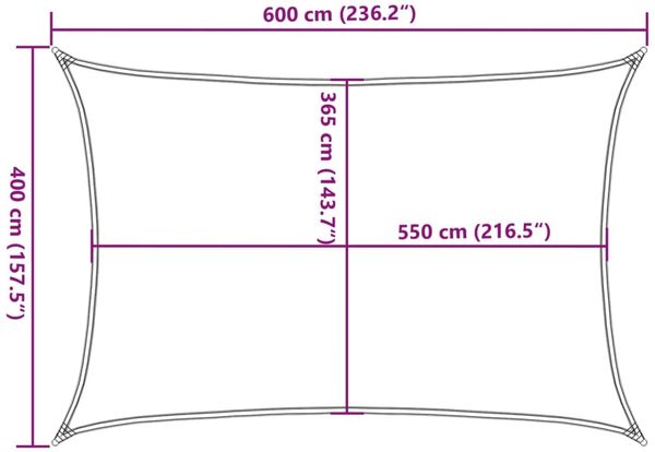 vidaXL Sonnensegel Hellgrau 6x4 m 100% Polyester Oxford 4000552 Bild 10
