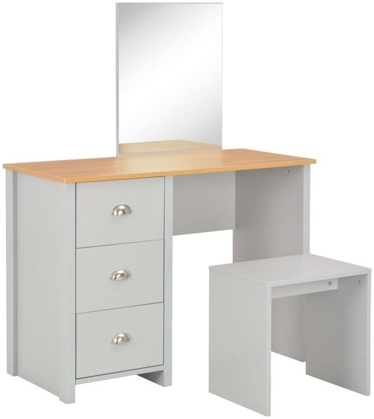 vidaXL Schminktisch mit Spiegel und Hocker Grau 104x45x131 cm 283744