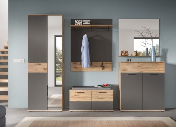 Garderobe Set 5-tlg. Tomaso in Eiche und grau 280 cm Bild 4