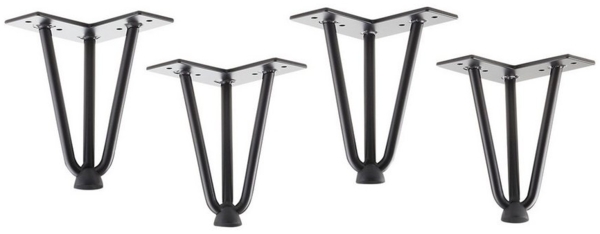 SO-TECH® Tischbein Haarnadelbeine mit Bodenschutz Montageplatte 12x12cm, schwarz lackiert Höhe 150 mm (Rundstahl)