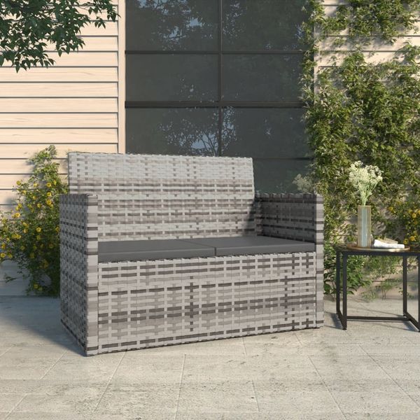 vidaXL Gartenbank mit Kissen Grau 105 cm Poly Rattan 362317