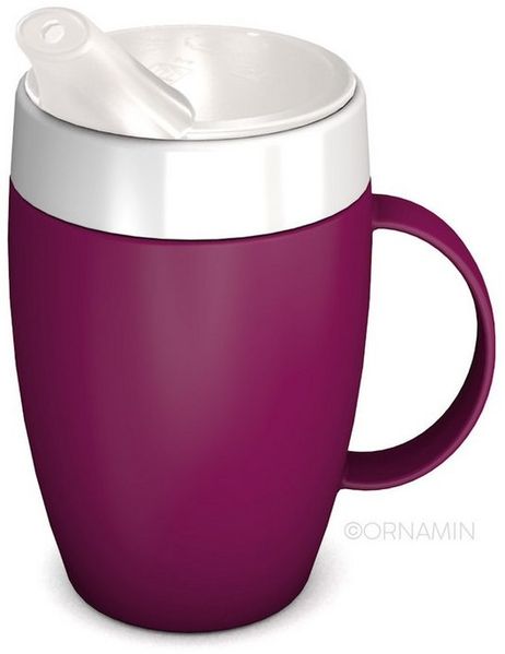 Ornamin Schnabelbecher Becher mit Trink-Trick mit Schnabelaufsatz/Trinkaufsatz, 2-tlg, Kunststoff, Trinkhilfe l Alltagshilfe l BPA-frei l Made in Germany