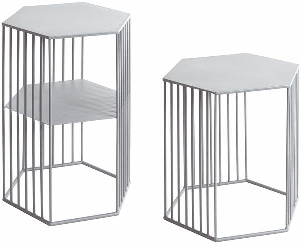 Satztisch >54192< (2-teilig) in grau (Coolgrey), Metall - 38x55x33cm (BxHxT)