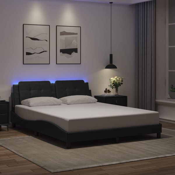 vidaXL Bettgestell mit LED ohne Matratze "Zadar" Schwarz 160x200 cm 3214117