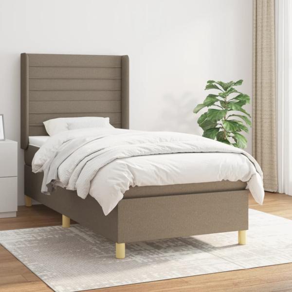 vidaXL Boxspringbett mit Matratze Taupe 90x190 cm Stoff 3132037