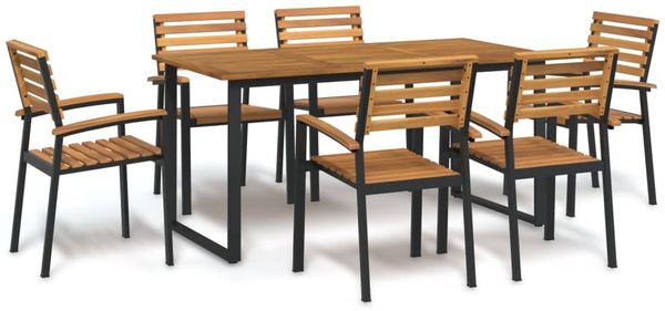 vidaXL 7-tlg. Garten-Essgruppe Massivholz Akazie und Metall 3155401