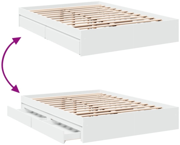 vidaXL Bettgestell mit Schubladen Weiß 135 x 190 cm Holzwerkstoff 3280692 Bild 6