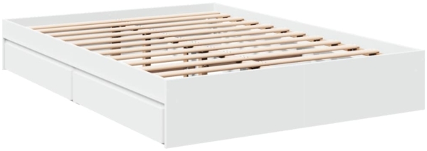 vidaXL Bettgestell mit Schubladen Weiß 135 x 190 cm Holzwerkstoff 3280692 Bild 2