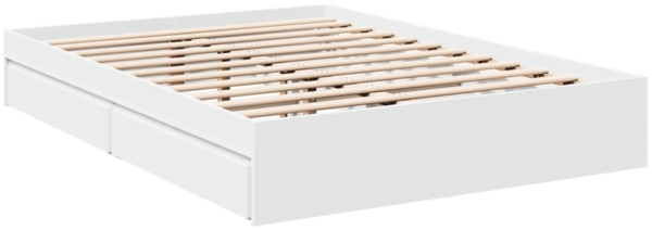 vidaXL Bettgestell mit Schubladen Weiß 135 x 190 cm Holzwerkstoff 3280692 Bild 5