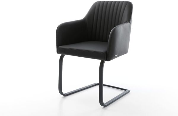 Freischwinger Greg-Flex Echt-Leder Schwarz Freischwinger flach Schwarz Taschenfederkern