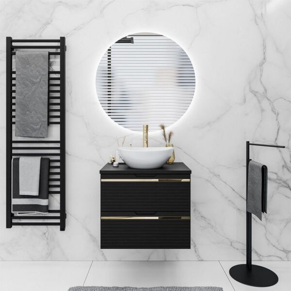 Lookway Badmöbel-Set ARTEMIS I 60 cm Badezimmer-Set mit Waschbeckenunterschrank und Spiegel, (Badezimmerschrank mit wählbarem Spiegel, Becken und Armatu), mit Soft-Close-System