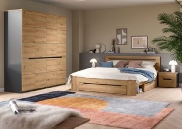 Home affaire Schlafzimmer-Set REHAT, 4-teilig, best. aus: Bett, Kleiderschrank & 2x Nachtkommode, (4-tlg, TOPSELLER!, für Matratzengröße 140x200 cm, viel Stauraum), Rehat, Schlafzimmerset, Bett 180x200 cm, Nachttisch, Kleiderschrank Bild 6