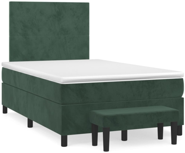 vidaXL Boxspringbett mit Matratze Dunkelgrün 120x200 cm Samt 3137716