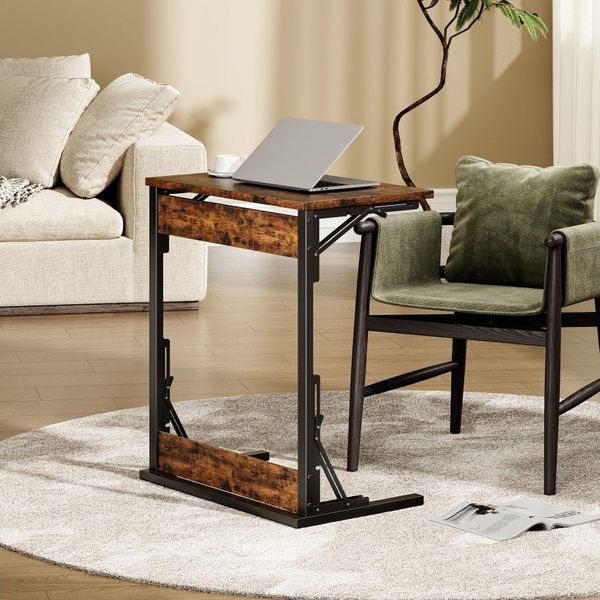 BBWL Klapptisch 1er-Set/2er-Set C-förmiger Beistelltisch klappbar mit Metallrahmen (1-St), verstellbaren Füßen, TV-Tablett für Sofa und Bett 60x37x71 cm