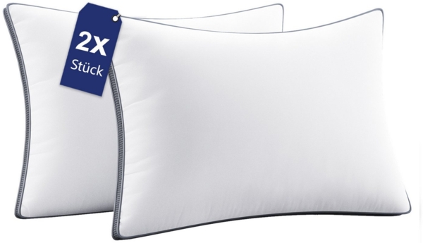 Wellos Kopfkissen Kissen 80x80 oder 40x80, Mikrofaser Kopfkissen, Füllung: 100% Polyester, Rückenschläfer, Seitenschläfer, Bauchschläfer, Set, 2-tlg, belüftetes Netzwerk Bild 5