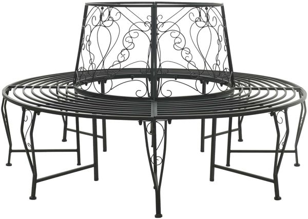 vidaXL Baumbank 8-Sitzanzahl Ø 160x89 cm Stahl Schwarz Rund 42029531
