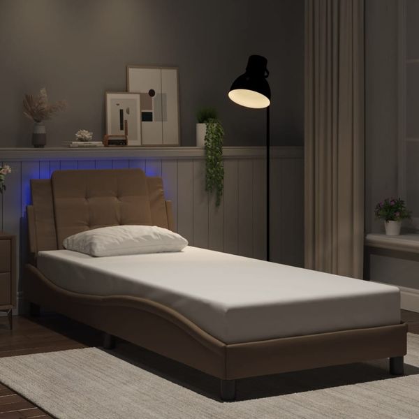 vidaXL Bettgestell mit LED ohne Matratze "Zadar" Cappuccino-Braun 90x200 cm 3214086