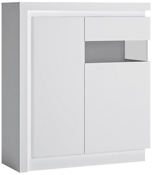 Highboard, 108 cm breit, in weiß Hochglanz LYNDHURST-129, B/H/T ca. 108/124/42 cm