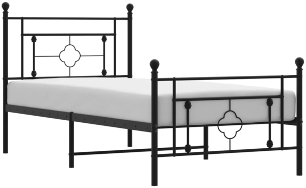 vidaxl Bettgestell mit Kopf- und Fußteil Metall Schwarz cm, Kleeblatt (Farbe: Schwarz) , 90x190 cm