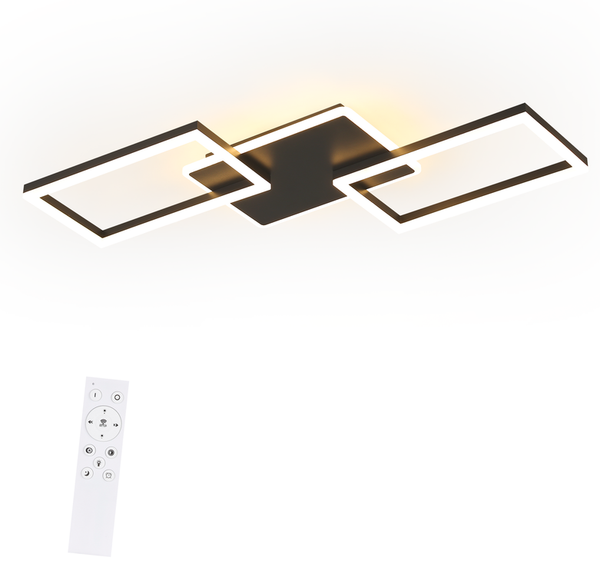 ZMH Deckenlampe Wohnzimmer LED Deckenleuchte - Groß Schwarz Wohnzimmerlampe Decke Dimmbar mit Fernbedienung 63W Modern Schlafzimmerlampe Metall Küchenlampe 80CM für Schlafzimmer Küche Esszimmer Büro