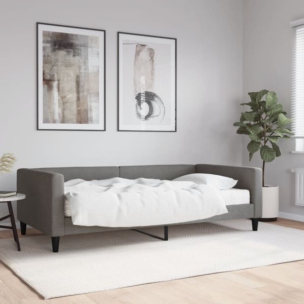 vidaXL Tagesbett mit Matratze Dunkelgrau 100x200 cm Stoff 3196566