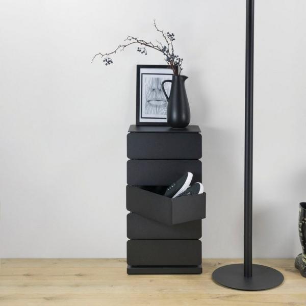 Spinder JOEY 5 Dresser: Minimalistischer Stahl-Schuhschrank, Schwarz