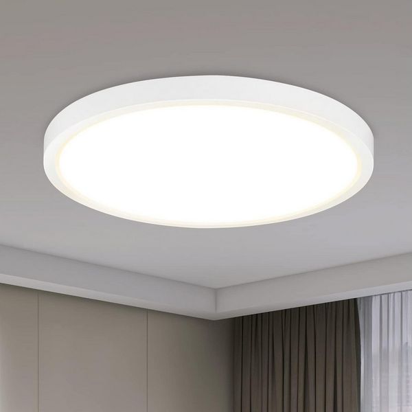 ZMH LED Deckenleuchte Flach - Ø22cm Schwarz/Weiß Schlafzimmerlampe Deckenlampe Rund 15W, Augenschutz, Einfache Installtion