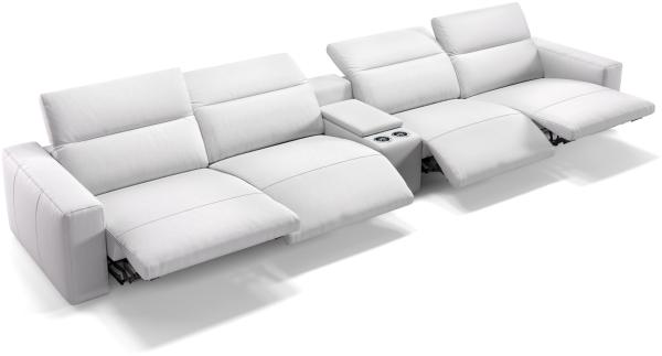 Sofanella Ledercouch LENOLA Kinosofa Homecinema Kinositz in Weiß S: 366 Breite x 109 Tiefe