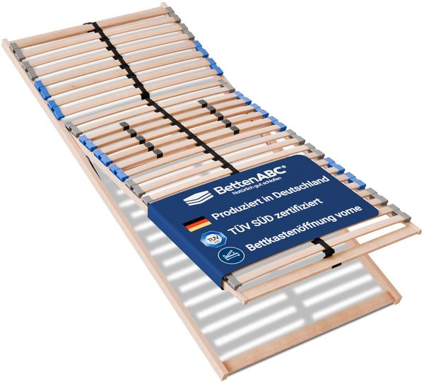 Betten-ABC 7-Zonen-Lattenrost Madera - 100x220 cm - mit Bettkastenfunktion - individuelle Härtegradverstellung - Selbstmontage - für alle Matratzen geeignet - hergestellt aus Schicht- & Buchenholz
