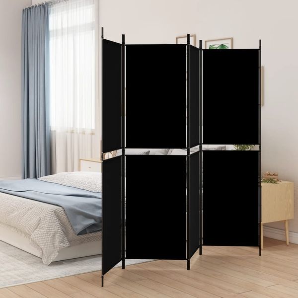 vidaXL 4-tlg. Paravent Schwarz 200x180 cm Stoff 350217