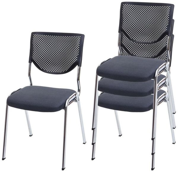 MCW Besucherstuhl H401-4 (Set, 4 St), 4er-Set, Ergonomisch geformte Rückenlehne, Fußbodenschoner