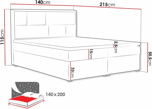 Boxspringbett Deco Box, Petrol, 140x200 cm Bild 7